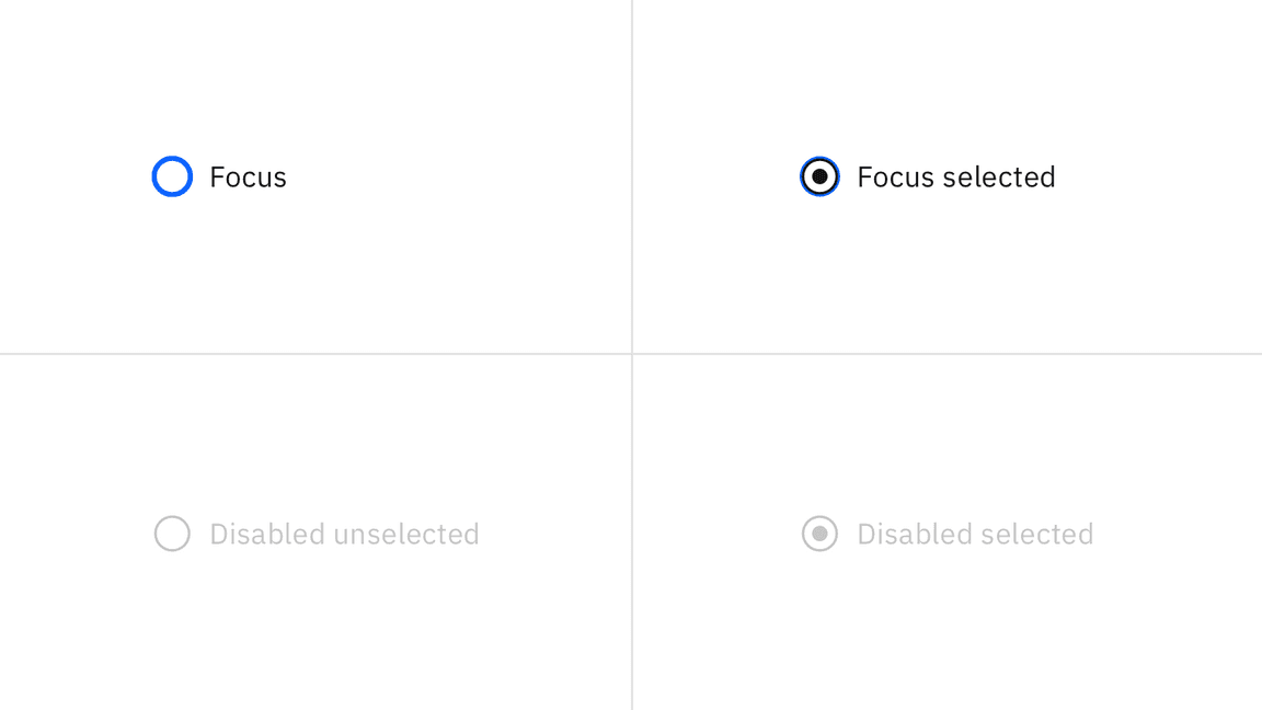 Examples of focus states and disabled states